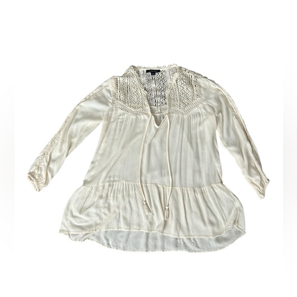American Eagle cream colored crocheted boho fashion top sizes at XXS - Picture 7 of 11